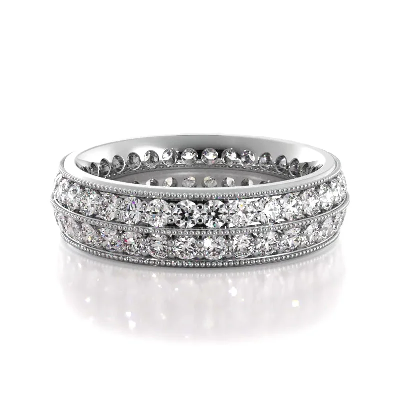 Adjustable Women's Diamond Rings with a Flexible Band for a Comfortable and Custom Fit1.54 ct. Round Diamond Milgrain Accent Wedding Band Adjustable Women's Diamond Rings with a Flexible Band for a Comfortable and Custom Fit1.54 ct. Round Diamond Milgrain Accent Wedding Band