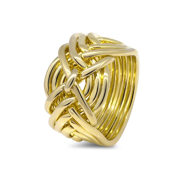 Puzzle rings with birthstones embedded in each bandMens Gold 9D-M