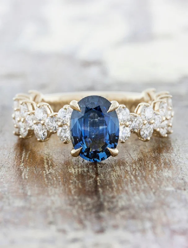 Men's Tanzanite Engagement Rings in Palladium with a Three - Stone ArrangementBarbara Men's Tanzanite Engagement Rings in Palladium with a Three - Stone ArrangementBarbara