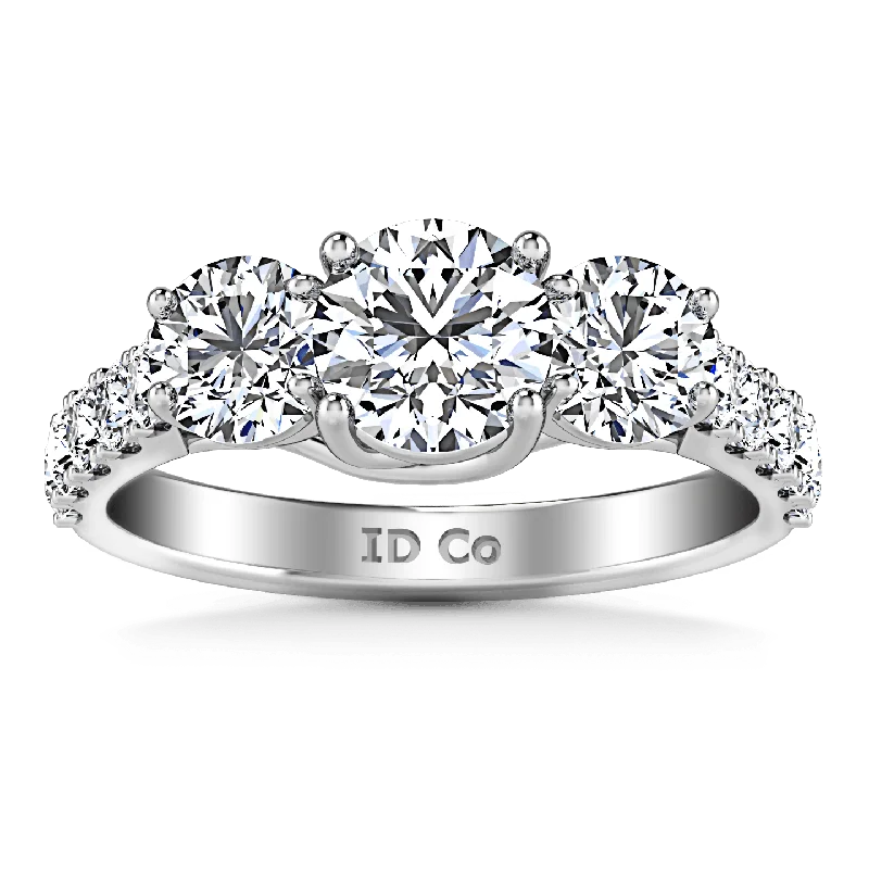 Minimalist Women's Rings with a Single Pearl in 14K Gold - Plated BandsRound Diamond Three Stone Engagement Ring Victoria 14K White Gold Minimalist Women's Rings with a Single Pearl in 14K Gold - Plated BandsRound Diamond Three Stone Engagement Ring Victoria 14K White Gold