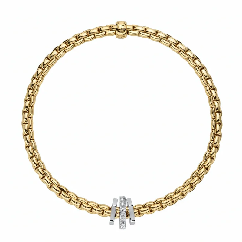 Fope Eka 18ct Yellow Gold 0.15ct Diamond Bracelet