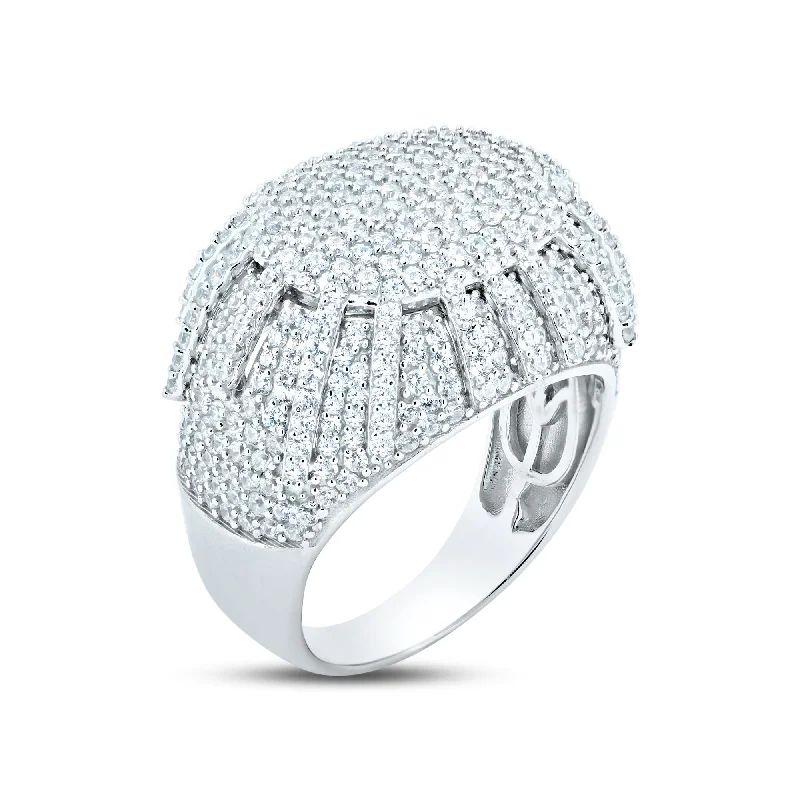 Men's zodiac - sign rings for a personalized touchMen's Sterling 925 Sterling Silver Rhodium Dome CZ Encrusted Raising Sun Ring - GMR00353 Men's zodiac - sign rings for a personalized touchMen's Sterling 925 Sterling Silver Rhodium Dome CZ Encrusted Raising Sun Ring - GMR00353