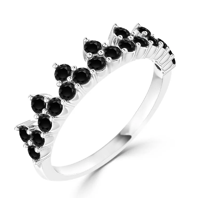 Women's Diamond Rings with Amethyst and Diamond Combinations for a Purple - Hued Elegance10K Gold Stackable 5/8ct TDW Crown Style Black Diamond Wedding Band by Auriya Women's Diamond Rings with Amethyst and Diamond Combinations for a Purple - Hued Elegance10K Gold Stackable 5/8ct TDW Crown Style Black Diamond Wedding Band by Auriya