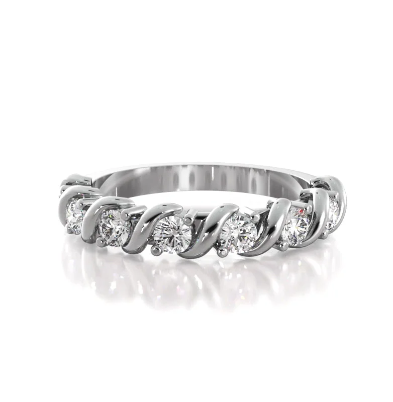 Women's Diamond Rings with Side - Stone Pave Setting for a Sparkling and Continuous Shine0.53 ct Round Diamond Wedding Band Women's Diamond Rings with Side - Stone Pave Setting for a Sparkling and Continuous Shine0.53 ct Round Diamond Wedding Band