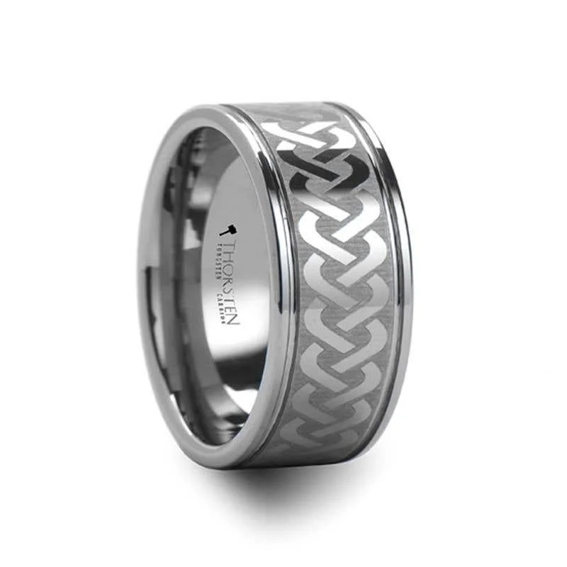 Men's citrine - studded rings for a sunny yellow shadeThorsten MCKINNEY Celtic Knot Laser Engraved Tungsten Wedding Ring Wide - 10mm Men's citrine - studded rings for a sunny yellow shadeThorsten MCKINNEY Celtic Knot Laser Engraved Tungsten Wedding Ring Wide - 10mm