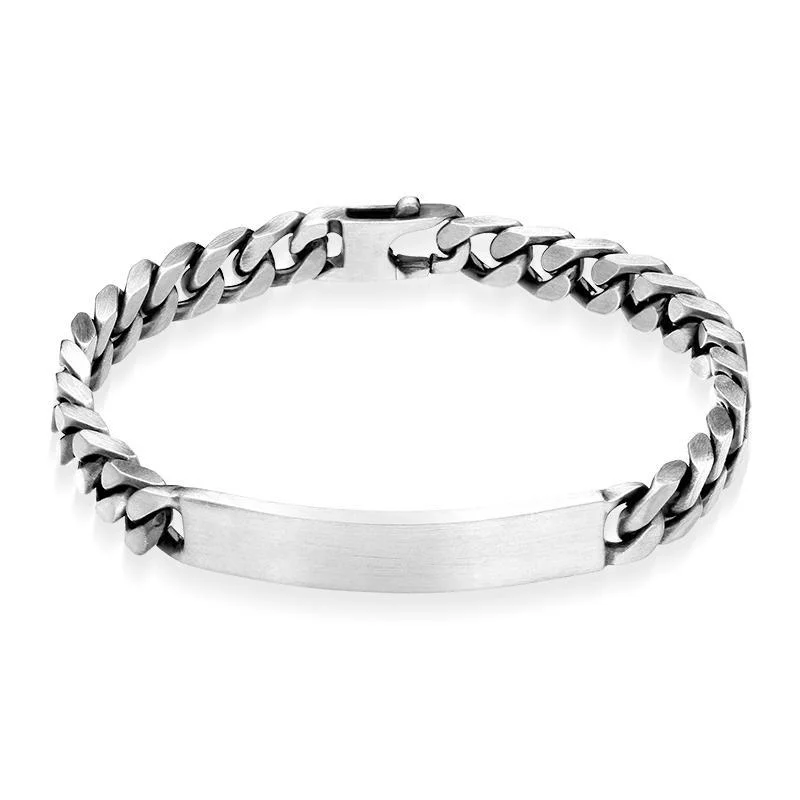 Sterling Silver Satin Finish Slim Identity Bracelet