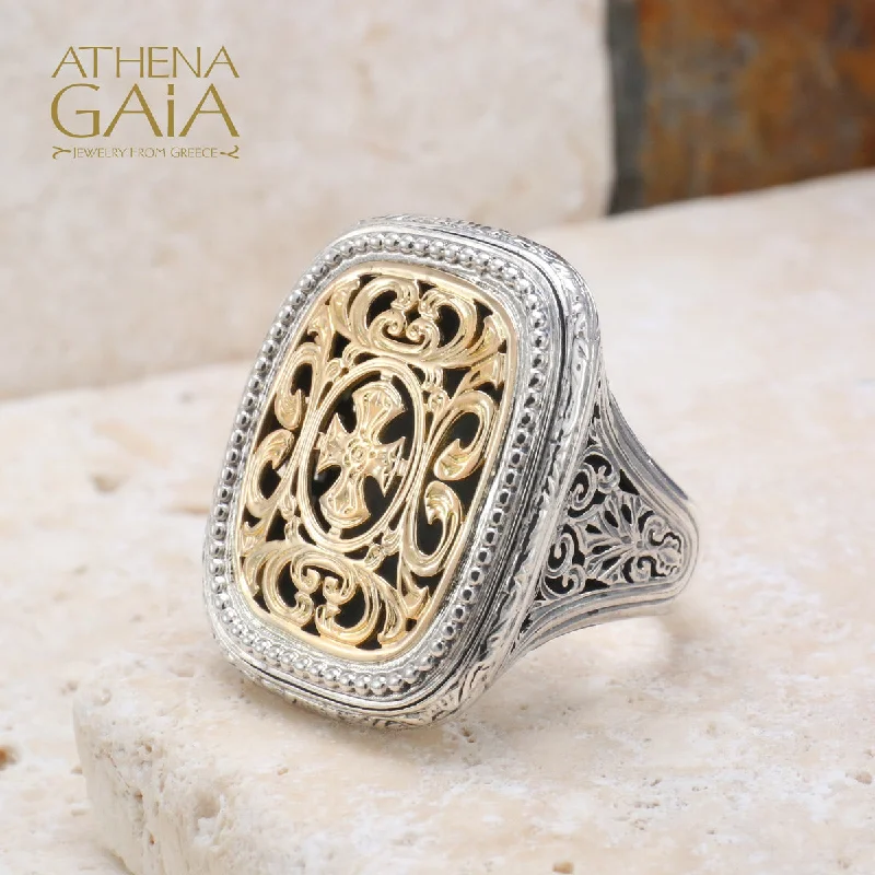 Women's Rings with Hidden Compartments for Secret KeepsakesMaltese Cross Garden Shadows Ring Women's Rings with Hidden Compartments for Secret KeepsakesMaltese Cross Garden Shadows Ring