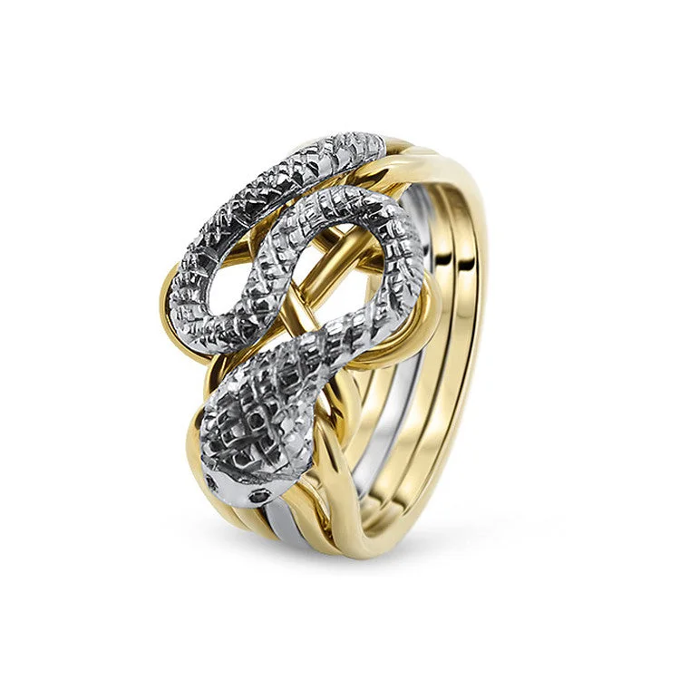 Puzzle rings with a peacock pattern for beauty and prideMens Gold 5RS-M