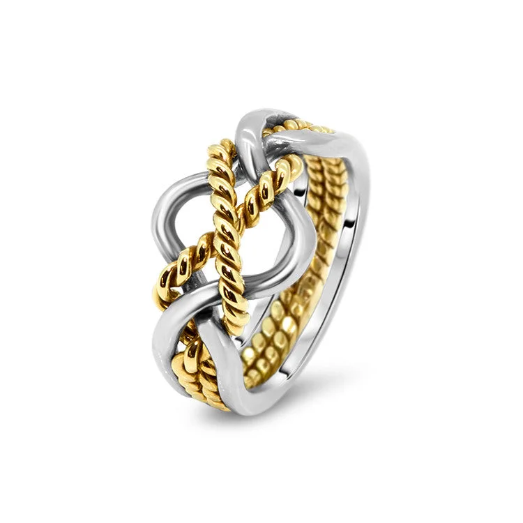 Puzzle rings with a Celtic cross for religious significanceMens Gold 4B2T-M