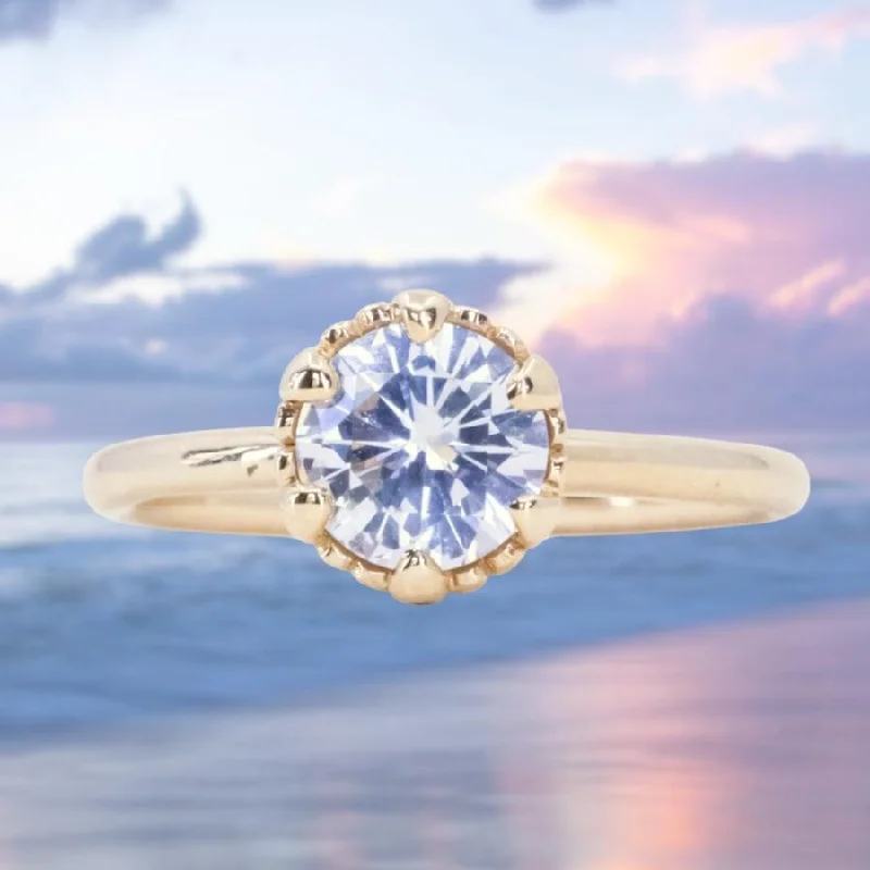 Turquoise Gemstone Rings in 925 Silver with a Southwestern - Inspired Design for a Rustic Charm1.18ct Round Silky White-Glowing Precision Cut Sapphire Scallop Cup Solitaire in 14k Yellow Gold Turquoise Gemstone Rings in 925 Silver with a Southwestern - Inspired Design for a Rustic Charm1.18ct Round Silky White-Glowing Precision Cut Sapphire Scallop Cup Solitaire in 14k Yellow Gold