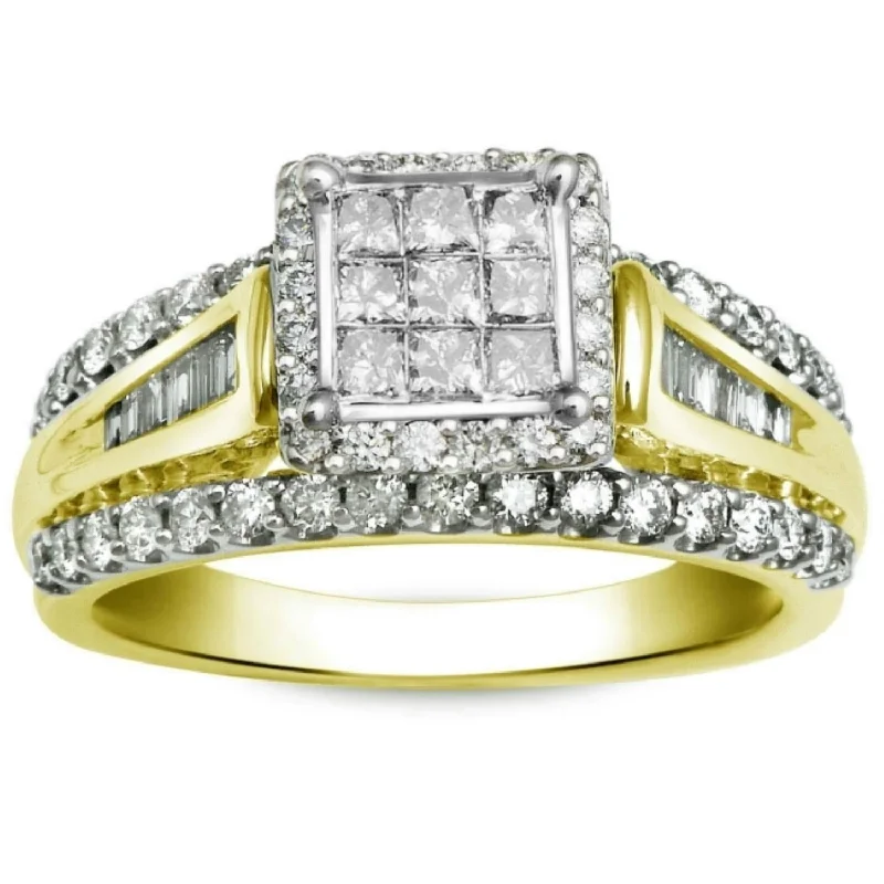 Adjustable Engagement Rings with a Flexible Band and a Princess - Cut Center Diamond1 CTW Diamond Engagement Ring in 10KT Yellow Gold Adjustable Engagement Rings with a Flexible Band and a Princess - Cut Center Diamond1 CTW Diamond Engagement Ring in 10KT Yellow Gold