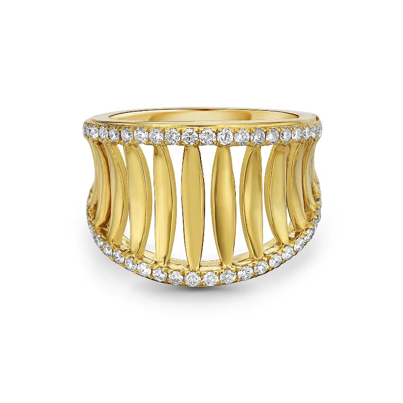 Vintage - Reproduction Fashion Rings in Bronze with Cameo - Style MedallionsDiamond & Gold Birdcage Ring (16mm) Vintage - Reproduction Fashion Rings in Bronze with Cameo - Style MedallionsDiamond & Gold Birdcage Ring (16mm)