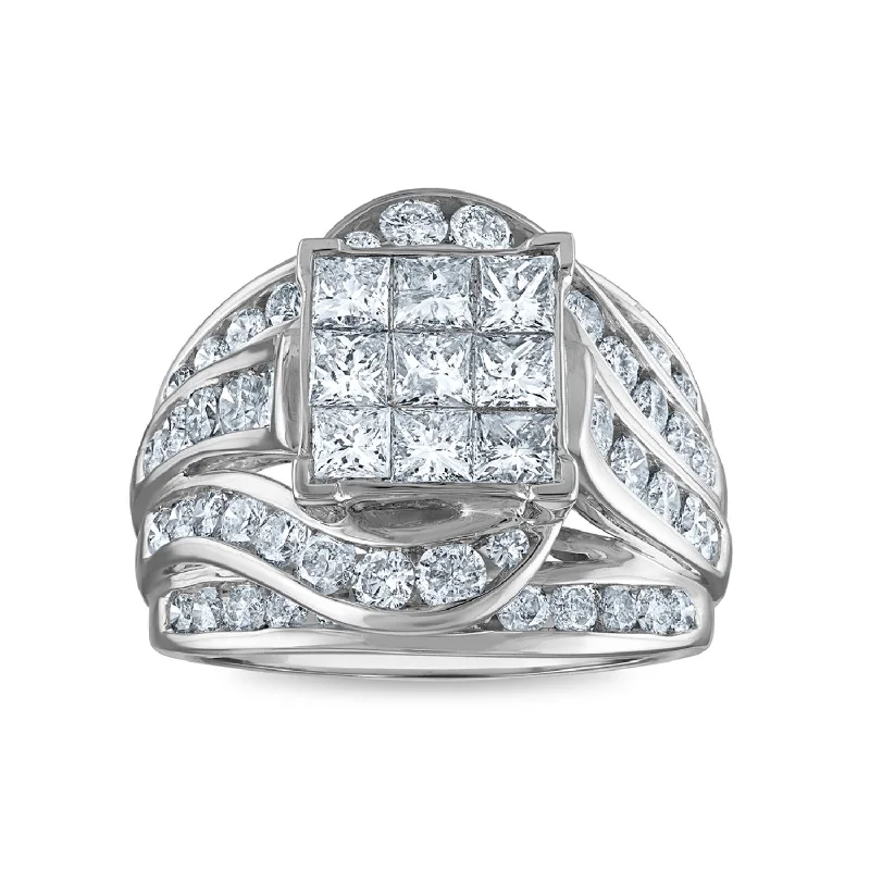 Oval Cut Engagement Rings in Palladium with a Hidden Halo for a Surprise Sparkle3 CTW Diamond Engagement Ring in 10KT White Gold