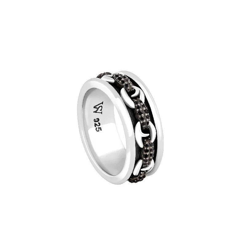 Statement - Making Fashion Rings in Gold - Plated Brass with Oversized Cubic Zirconia StonesBlack Sapphire Spinning Band Statement - Making Fashion Rings in Gold - Plated Brass with Oversized Cubic Zirconia StonesBlack Sapphire Spinning Band