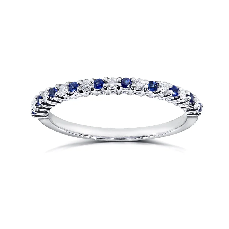 Enamel - Coated Fashion Rings in Bright Colors with Animal - Print PatternsAlternating Ring - White Diamond - Blue Sapphire Enamel - Coated Fashion Rings in Bright Colors with Animal - Print PatternsAlternating Ring - White Diamond - Blue Sapphire
