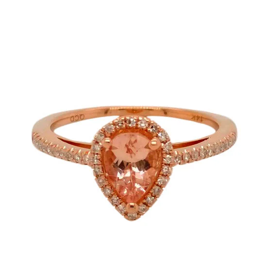 Vintage Cluster Engagement Rings with Antique - Cut Diamonds and Silver Filigree7X5MM Pear Morganite Ring in 14KT Rose Gold Vintage Cluster Engagement Rings with Antique - Cut Diamonds and Silver Filigree7X5MM Pear Morganite Ring in 14KT Rose Gold