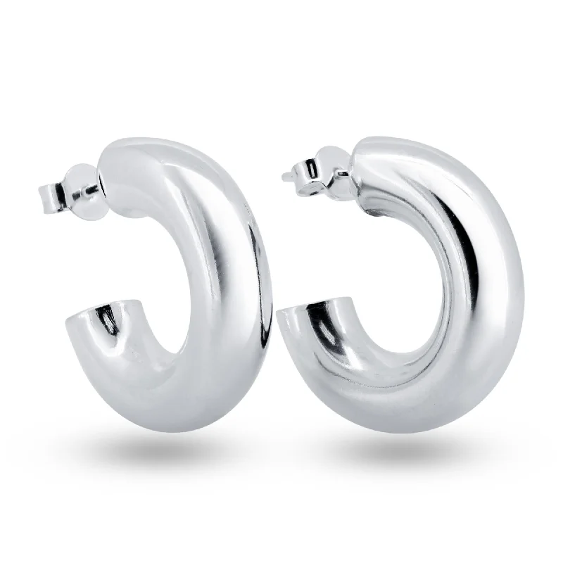 Sterling silver hoop earrings925 Sterling Silver High Polished Puffed 4mm Thick Hoop Earring - ARE00032 Sterling silver hoop earrings925 Sterling Silver High Polished Puffed 4mm Thick Hoop Earring - ARE00032