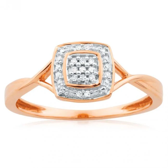 Princess Cut Engagement Rings in 18K White Gold with Micro - Pave Side Stones9ct Rose Gold Ring With 17 Brilliant Cut Diamonds Princess Cut Engagement Rings in 18K White Gold with Micro - Pave Side Stones9ct Rose Gold Ring With 17 Brilliant Cut Diamonds