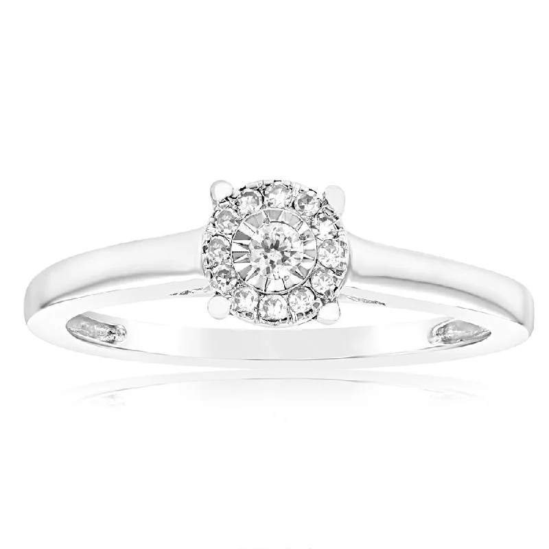 Emerald Cut Engagement Rings with Platinum Gallery and Split Shank Design9ct White Gold 10 Points Diamond Ring with 13 Brilliant Cut Diamonds Emerald Cut Engagement Rings with Platinum Gallery and Split Shank Design9ct White Gold 10 Points Diamond Ring with 13 Brilliant Cut Diamonds