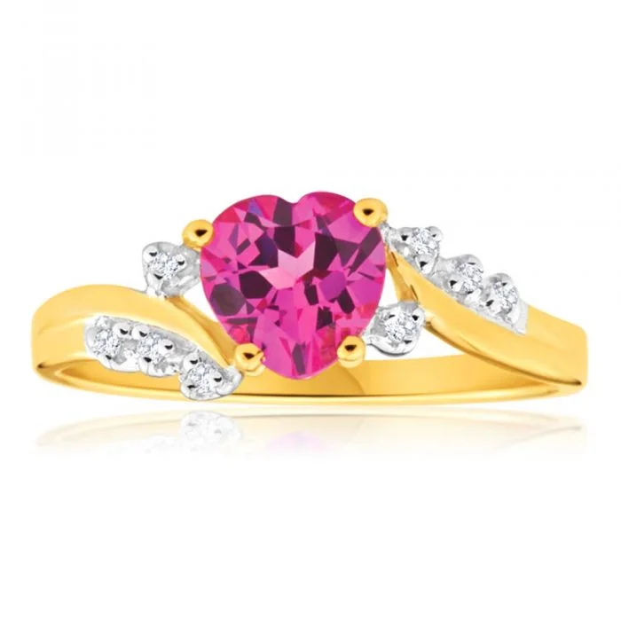 Sapphire Gemstone Rings in 18K White Gold with Diamond Accents for an Elegant Engagement9ct Yellow Gold Created Pink Sapphire Heart and Diamond Ring Sapphire Gemstone Rings in 18K White Gold with Diamond Accents for an Elegant Engagement9ct Yellow Gold Created Pink Sapphire Heart and Diamond Ring