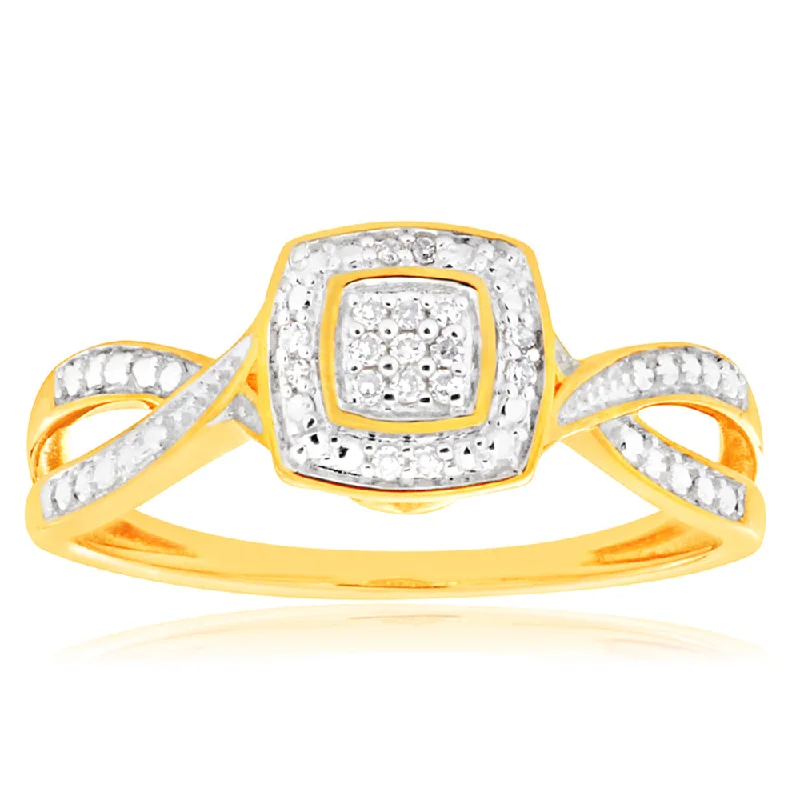 Emerald Cut Engagement Rings with Platinum Gallery and Split Shank Design9ct Yellow Gold Diamond Ring Set with 29 Stunning Brilliant Diamonds Emerald Cut Engagement Rings with Platinum Gallery and Split Shank Design9ct Yellow Gold Diamond Ring Set with 29 Stunning Brilliant Diamonds