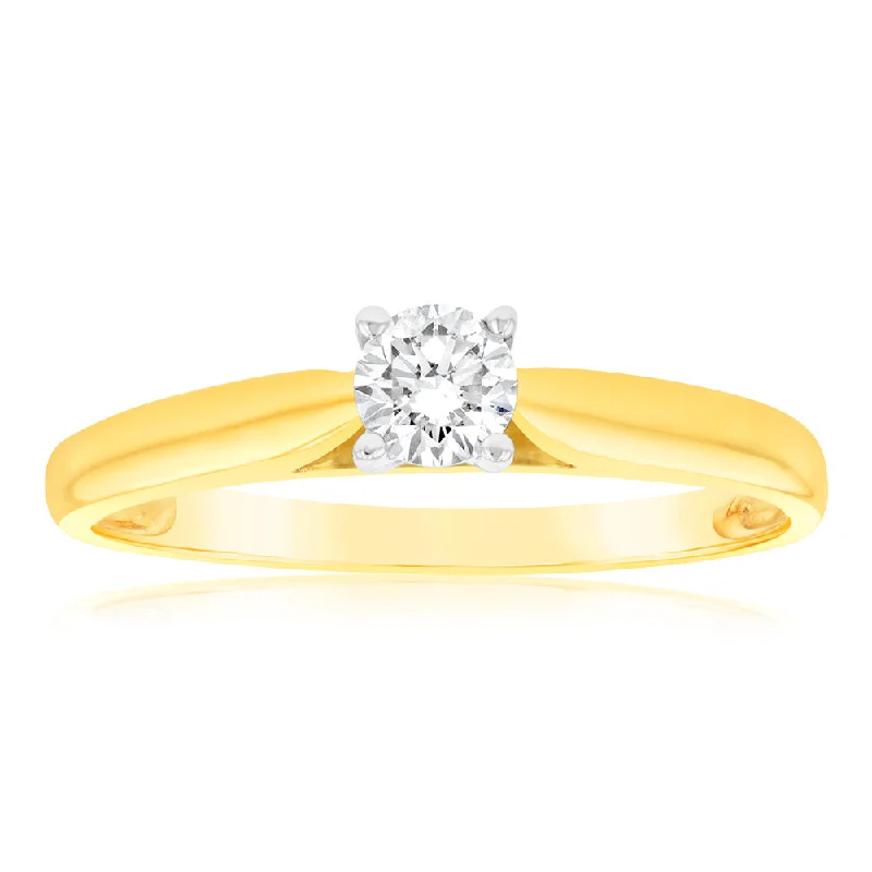 Oval Cut Engagement Rings in Palladium with a Hidden Halo for a Surprise Sparkle9ct Yellow Gold & White Gold Solitaire Ring With 0.2 Carat Diamond Oval Cut Engagement Rings in Palladium with a Hidden Halo for a Surprise Sparkle9ct Yellow Gold & White Gold Solitaire Ring With 0.2 Carat Diamond