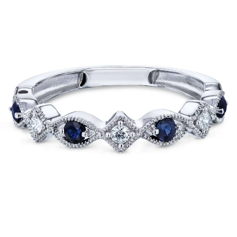 Vintage - Reproduction Fashion Rings in Bronze with Cameo - Style MedallionsAlternating Sapphire and Diamond White Gold Ring Vintage - Reproduction Fashion Rings in Bronze with Cameo - Style MedallionsAlternating Sapphire and Diamond White Gold Ring