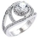 Anniversary rings with a diamond - and - mother - of - pearl combination2 Ct Round Center Cubic Zirconia Ring Halo Set Pave Sides 14K White Gold Ring Anniversary rings with a diamond - and - mother - of - pearl combination2 Ct Round Center Cubic Zirconia Ring Halo Set Pave Sides 14K White Gold Ring