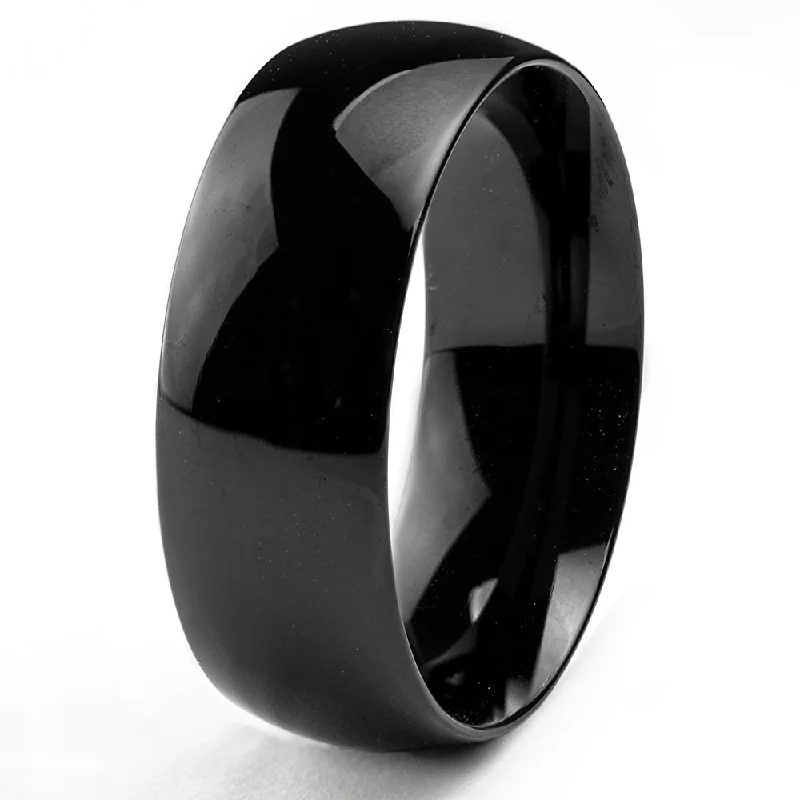 Knuckle - Duster Fashion Rings in Black - Plated Metal with Spike DetailsBlack Plated Stainless Steel Domed Wedding Band Ring (8mm) Knuckle - Duster Fashion Rings in Black - Plated Metal with Spike DetailsBlack Plated Stainless Steel Domed Wedding Band Ring (8mm)