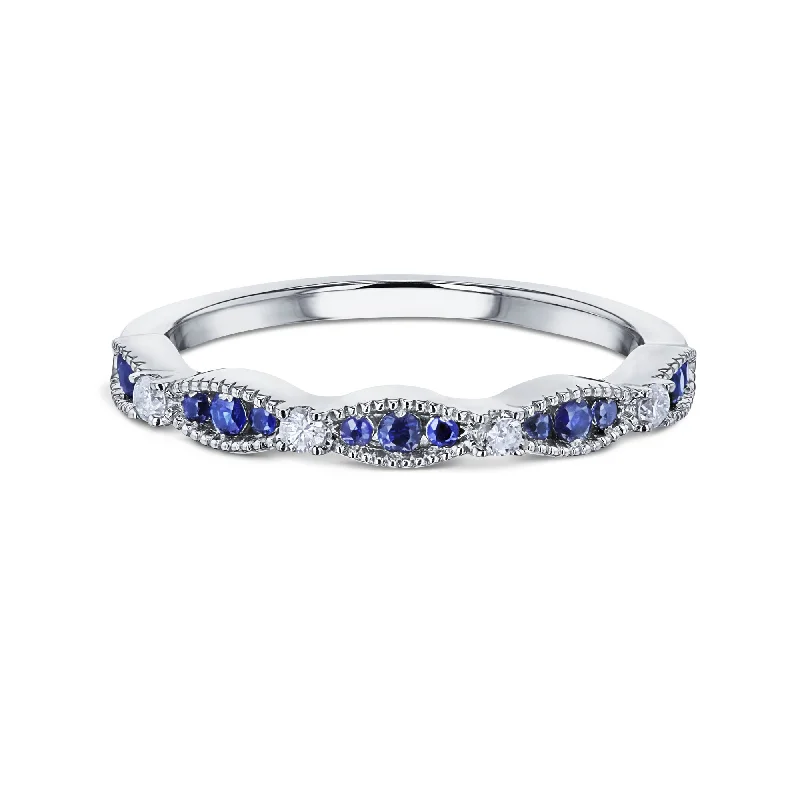 Textured Fashion Rings in Pewter with Hammered and Embossed SurfacesBlue Sapphire White Diamond Band Textured Fashion Rings in Pewter with Hammered and Embossed SurfacesBlue Sapphire White Diamond Band