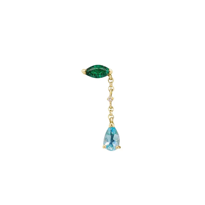 Adjustable - Back Crystal Stud Earrings in Clear for a Sparkling and Versatile PieceBlue Tear Earring | .45GMS .34CTW | Single Adjustable - Back Crystal Stud Earrings in Clear for a Sparkling and Versatile PieceBlue Tear Earring | .45GMS .34CTW | Single