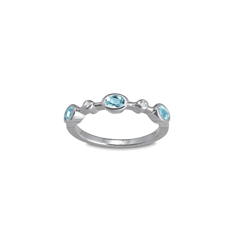 Topaz Gemstone Rings in 10K Gold with a Channel - Set Design for a Contemporary and Durable OptionBlue Topaz and White Sapphire Ring, Sterling Silver Topaz Gemstone Rings in 10K Gold with a Channel - Set Design for a Contemporary and Durable OptionBlue Topaz and White Sapphire Ring, Sterling Silver