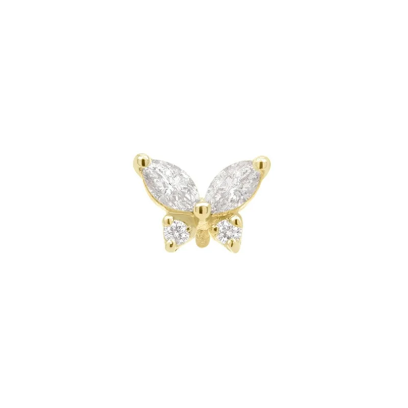 Matte - Finish Titanium Hexagon Stud Earrings for a Sleek and Contemporary StyleButterfly Threaded Flat Back Earring | 0.3GMS 0.1CT | Single Matte - Finish Titanium Hexagon Stud Earrings for a Sleek and Contemporary StyleButterfly Threaded Flat Back Earring | 0.3GMS 0.1CT | Single