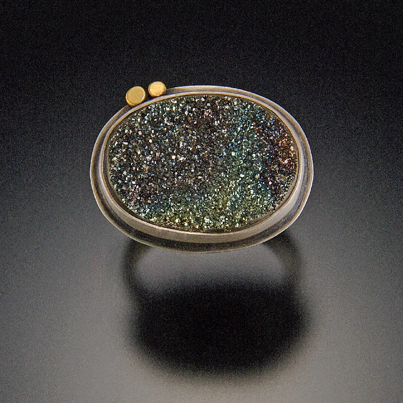 Lapis Lazuli Gemstone Rings in Sterling Silver with a Star - Shaped Setting for a Celestial - Inspired PiecePyrite Druzy Ring with Gold Dots Lapis Lazuli Gemstone Rings in Sterling Silver with a Star - Shaped Setting for a Celestial - Inspired PiecePyrite Druzy Ring with Gold Dots