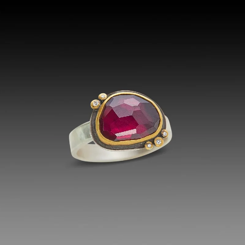 Moonstone Gemstone Rings in Silver - Plated Copper with a Celtic - Inspired Pattern for a Mystical VibeRose Cut Rhodolite Garnet Ring with Five Diamonds Moonstone Gemstone Rings in Silver - Plated Copper with a Celtic - Inspired Pattern for a Mystical VibeRose Cut Rhodolite Garnet Ring with Five Diamonds