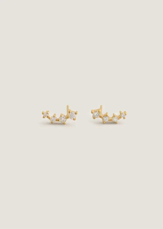 Vintage - Inspired Filigree - Worked Stud Earrings in Gold - Tone for an Antique AestheticCrawler Stud Earring Diamond Vintage - Inspired Filigree - Worked Stud Earrings in Gold - Tone for an Antique AestheticCrawler Stud Earring Diamond
