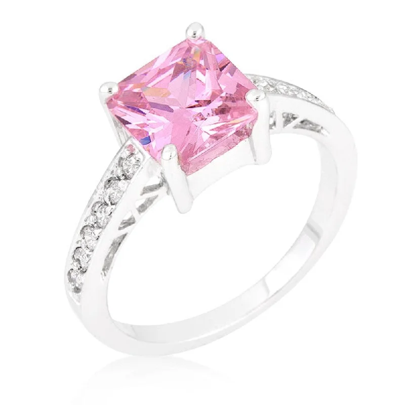 Fashion Rings with Initial Charms in Silver - Plated Metal for a Custom AccessoryCz Princess Aurora Ring With Rhodium Shiny Fashion Rings with Initial Charms in Silver - Plated Metal for a Custom AccessoryCz Princess Aurora Ring With Rhodium Shiny