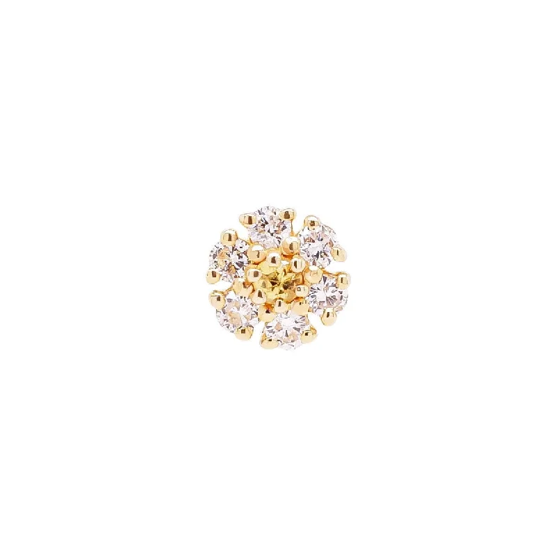 Cubic Zirconia - Encrusted Flower Stud Earrings in Pink for a Girly and Glamorous AccessoryDaisy Threaded Flat Back Earring | .4GMS .8CT | Single Cubic Zirconia - Encrusted Flower Stud Earrings in Pink for a Girly and Glamorous AccessoryDaisy Threaded Flat Back Earring | .4GMS .8CT | Single