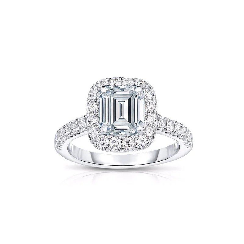 Oval Cut Engagement Rings in Palladium with a Hidden Halo for a Surprise SparkleDiamond Engagement Ring Mounting, .50 Carat, 14K White Gold Oval Cut Engagement Rings in Palladium with a Hidden Halo for a Surprise SparkleDiamond Engagement Ring Mounting, .50 Carat, 14K White Gold