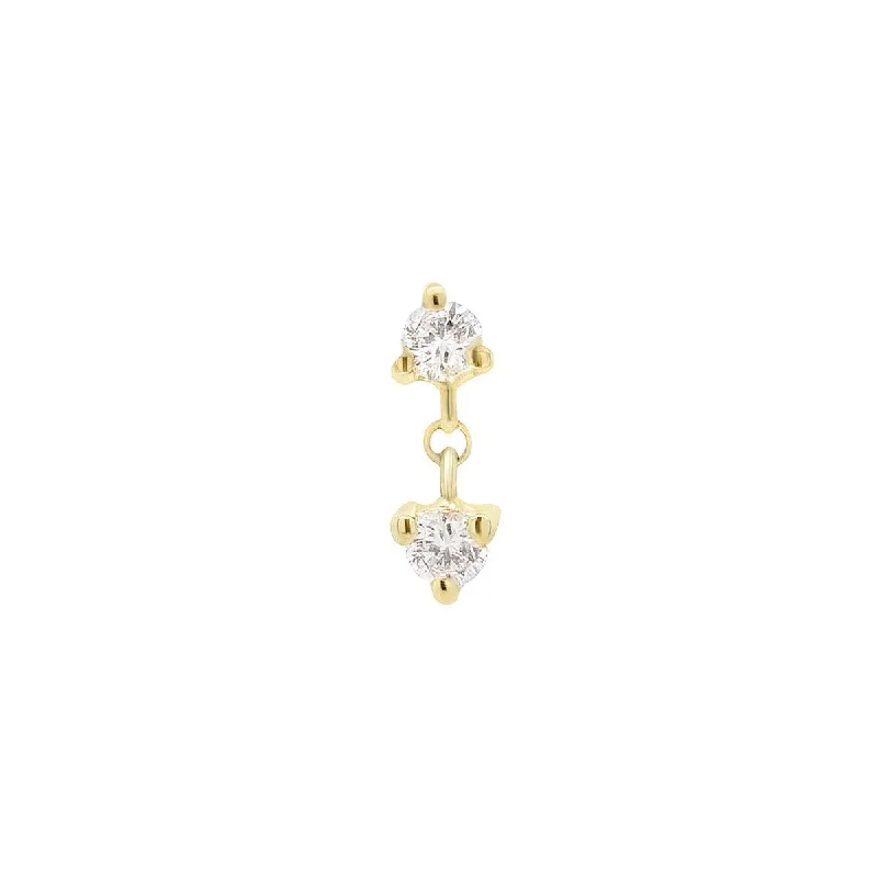 Two - Tone Gold and Silver Plated Clover Stud Earrings for a Lucky and Stylish SymbolDouble Diamond Drop Threaded Flat Back Earring | .25GMS .05CT | Single