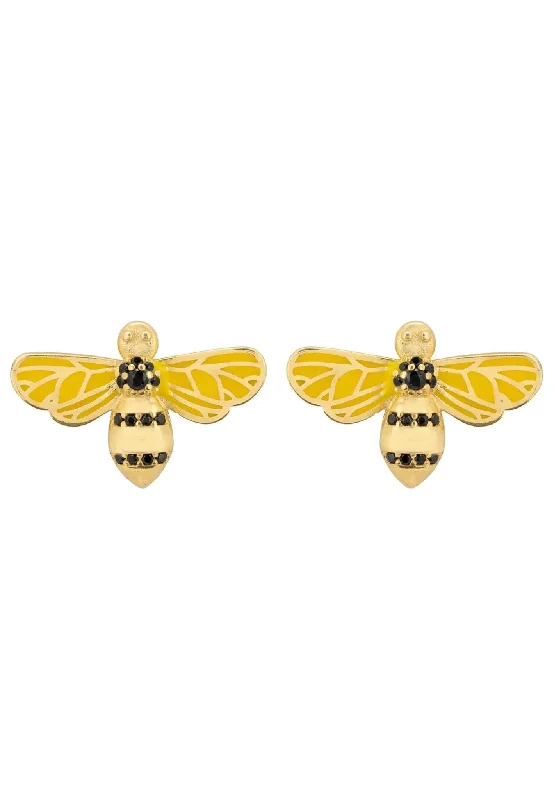 Amethyst - Gemstone Stud Earrings in Purple for a Sophisticated and Birthstone - Inspired PieceEnamel Bee Stud Earring Gold Amethyst - Gemstone Stud Earrings in Purple for a Sophisticated and Birthstone - Inspired PieceEnamel Bee Stud Earring Gold