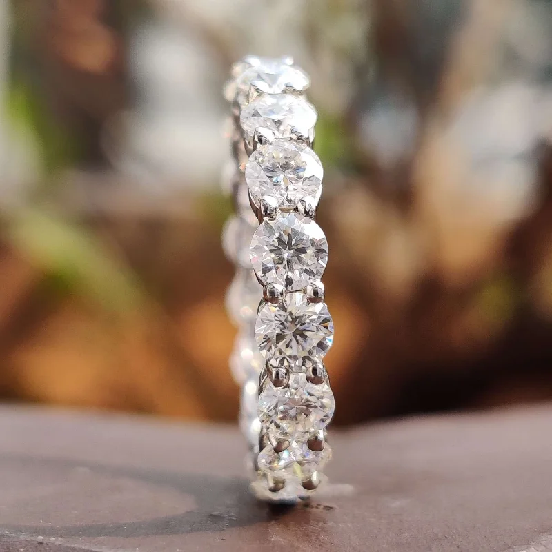 Anniversary rings with a diamond - and - aquamarine combinationEternity Ring Round - Scallop Pave Set Moissanite Anniversary rings with a diamond - and - aquamarine combinationEternity Ring Round - Scallop Pave Set Moissanite