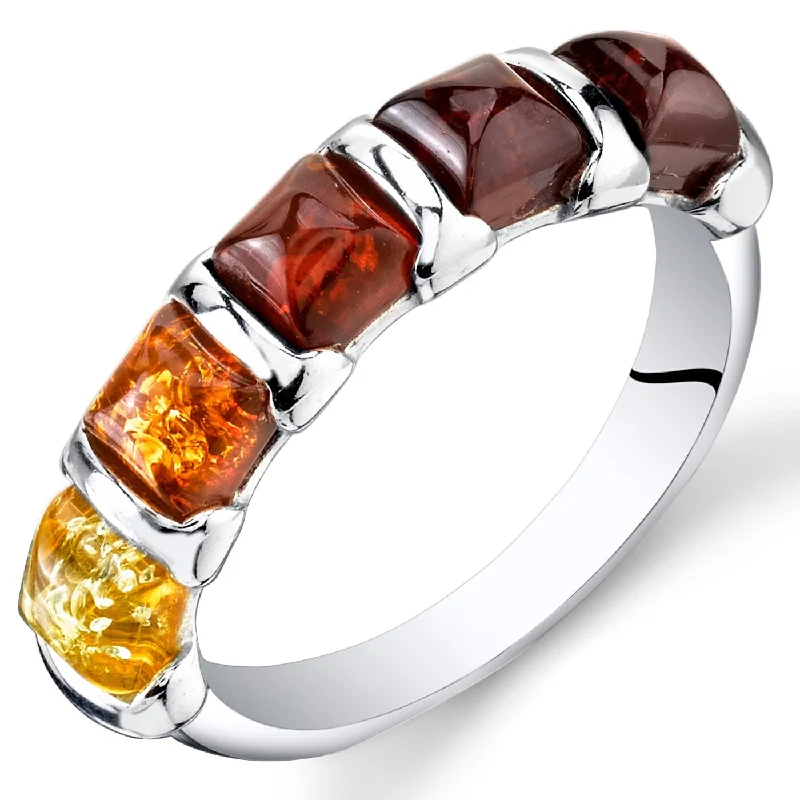 Magnetic Fashion Rings in Stainless Steel with a Modern, Interlocking DesignFive-stone Amber Ring in Sterling Silver