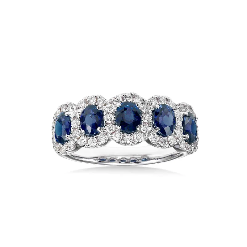Lapis Lazuli Gemstone Rings in Sterling Silver with a Star - Shaped Setting for a Celestial - Inspired PieceFive Stone Sapphire and Diamond Halo Ring, 18K White Gold Lapis Lazuli Gemstone Rings in Sterling Silver with a Star - Shaped Setting for a Celestial - Inspired PieceFive Stone Sapphire and Diamond Halo Ring, 18K White Gold