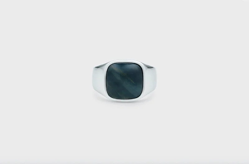 Jasper Gemstone Rings in 18K Gold Vermeil with a Matte Finish for a Subtle and Elegant LookIX Cushion Signet Silver Ring w. Hawks Eye Ring Jasper Gemstone Rings in 18K Gold Vermeil with a Matte Finish for a Subtle and Elegant LookIX Cushion Signet Silver Ring w. Hawks Eye Ring