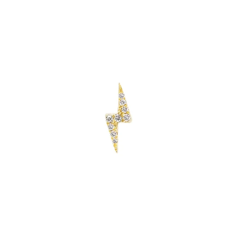 Laser - Engraved Initial Stud Earrings in Silver for a Personalized and Customized AccessoryMini Lightning Threaded Flat Back Earring | 0.6GMS .04CT | Single Laser - Engraved Initial Stud Earrings in Silver for a Personalized and Customized AccessoryMini Lightning Threaded Flat Back Earring | 0.6GMS .04CT | Single