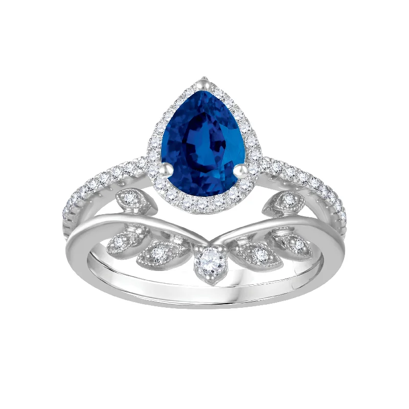 Vintage Cluster Engagement Rings with Antique - Cut Diamonds and Silver FiligreeLoveSong EcoLove Blue Sapphire and Diamond Halo Bridal Set in 10KT White Gold Vintage Cluster Engagement Rings with Antique - Cut Diamonds and Silver FiligreeLoveSong EcoLove Blue Sapphire and Diamond Halo Bridal Set in 10KT White Gold