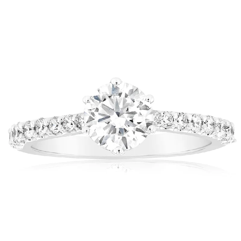 Art Deco Engagement Rings with Geometric Patterns and Baguette - Cut Diamond AccentsLuminesce Lab Grown 1 Carat Diamond Ring in 18ct White Gold Art Deco Engagement Rings with Geometric Patterns and Baguette - Cut Diamond AccentsLuminesce Lab Grown 1 Carat Diamond Ring in 18ct White Gold