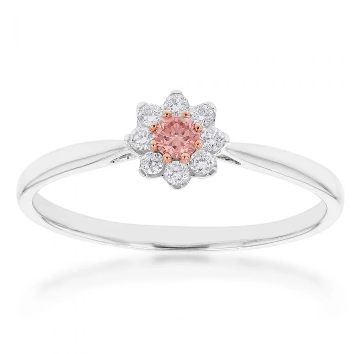 Adjustable Engagement Rings with a Flexible Band and a Princess - Cut Center DiamondLuminesce Lab Grown Pink & White 1/4 Carat Diamond Ring set in a 9ct White Gold Adjustable Engagement Rings with a Flexible Band and a Princess - Cut Center DiamondLuminesce Lab Grown Pink & White 1/4 Carat Diamond Ring set in a 9ct White Gold