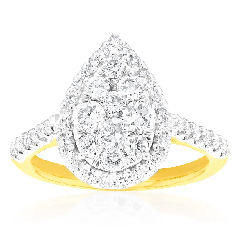 Engagement Rings with Amethyst and Diamond Accents in a Contemporary SettingLuminesce Laboratory Grown 1 Carat Pear Shape Diamond Ring 9ct Yellow Gold Engagement Rings with Amethyst and Diamond Accents in a Contemporary SettingLuminesce Laboratory Grown 1 Carat Pear Shape Diamond Ring 9ct Yellow Gold